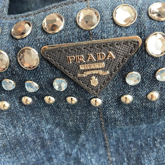 CANAPA CONVERTIBLE TOTE RHINESTONR EMBELLISHED DENIM LARGE BAG - Picture 2 of 7